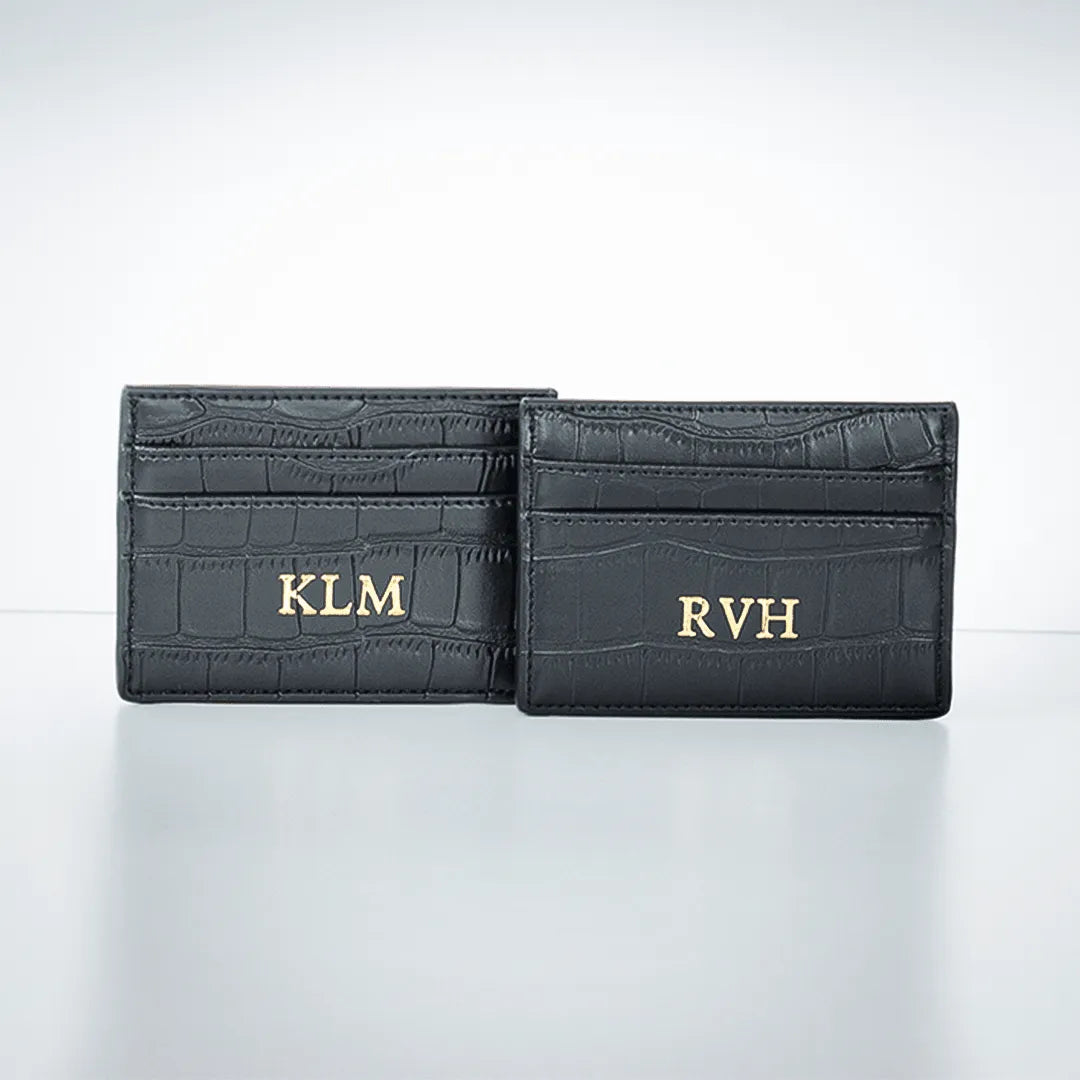 Black Croco Vegan Leather Gift Set | Phone Case & Card Holder are available