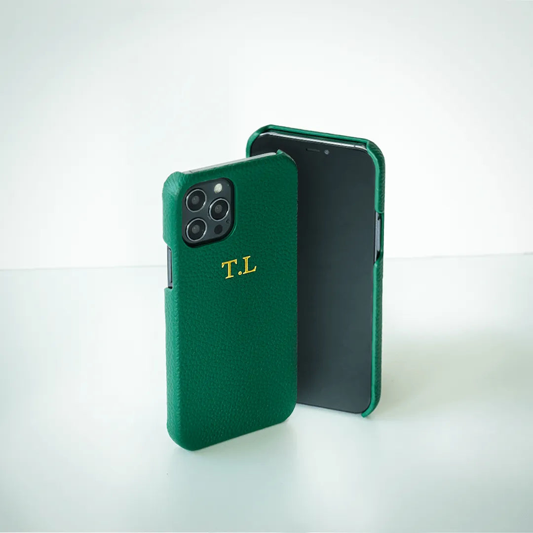 Best Green Pebble Genuine Leather Phone Case Using High Quality Material