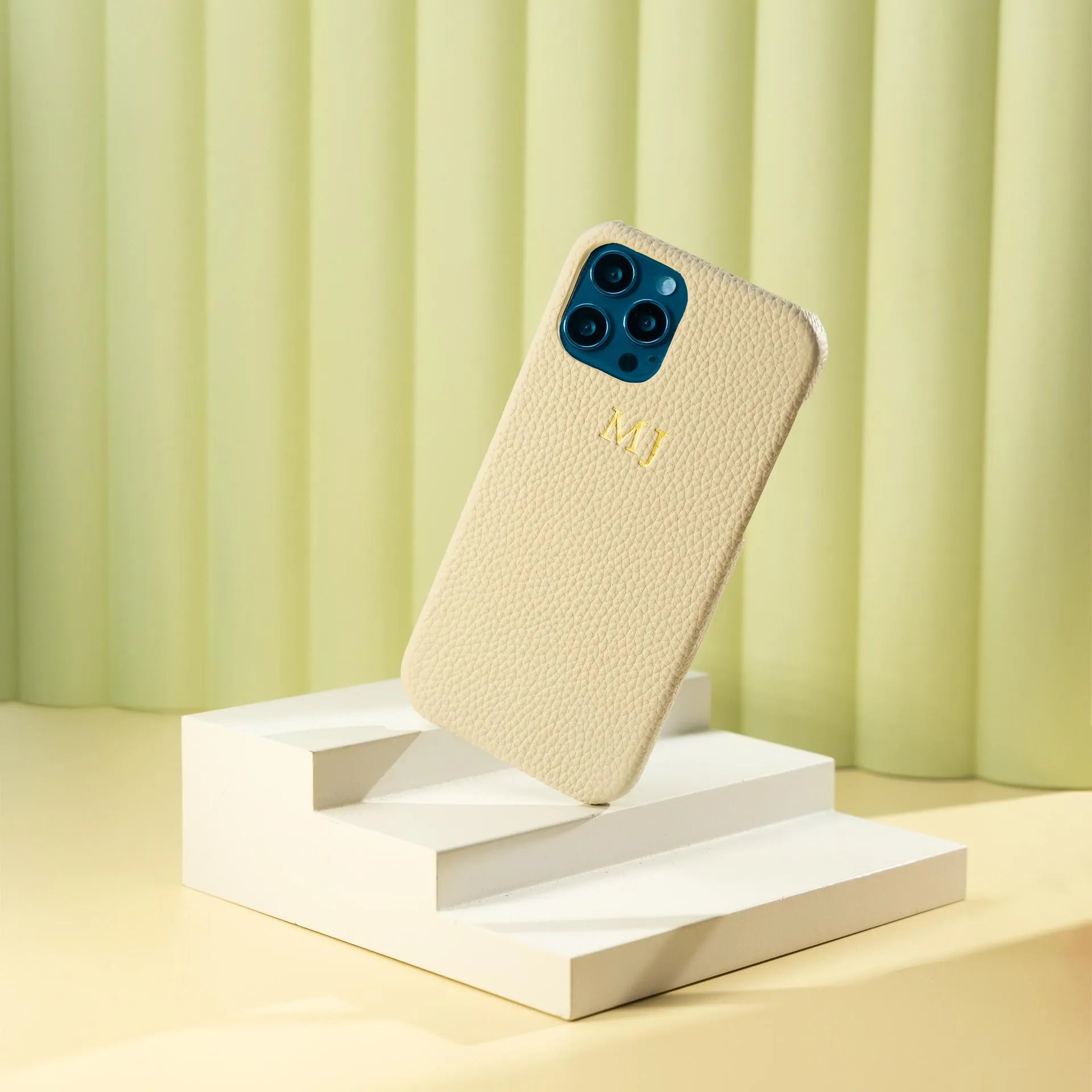 Cream Pebble Vegan Leather iPhone Case using High Quality Material 