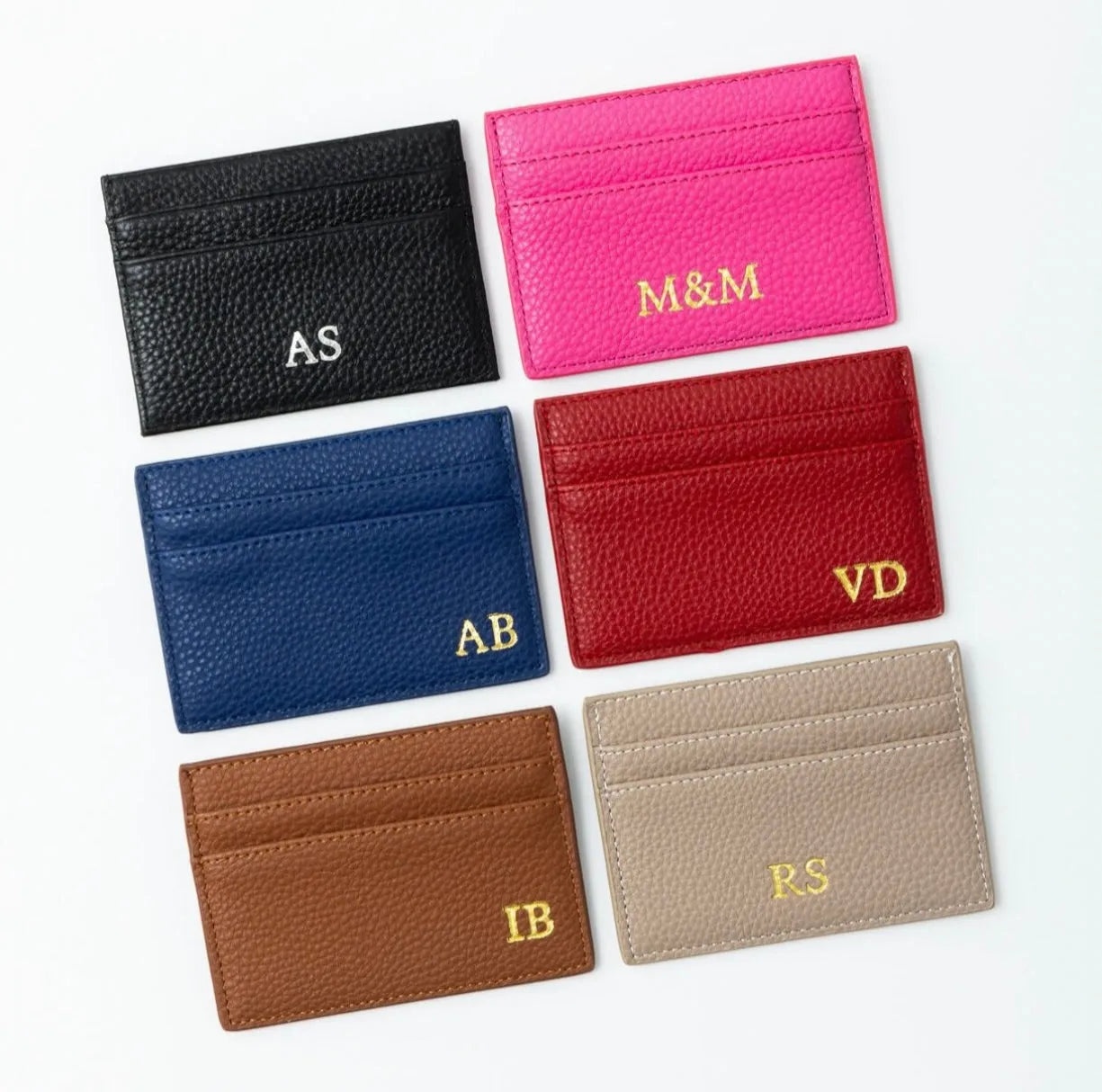 Pebble leather card holder in 6 colors