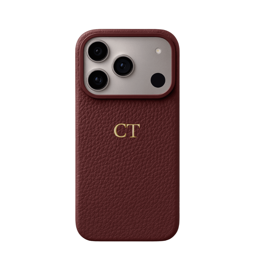 Burgundy Genuine Leather Phone Case