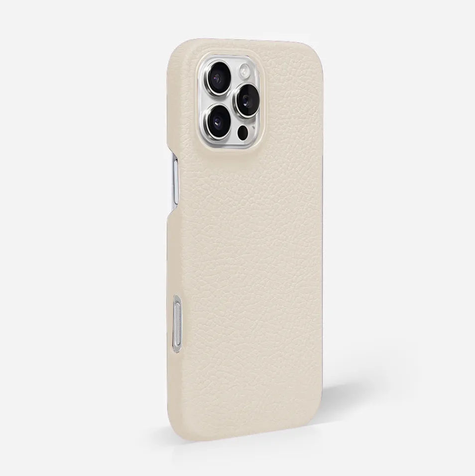 Cream Pebble Leather Phone Case