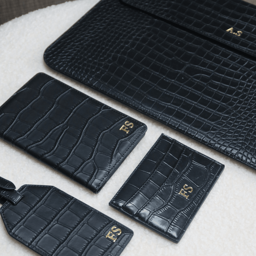 Personalised Leather Laptop Sleeve with Stand