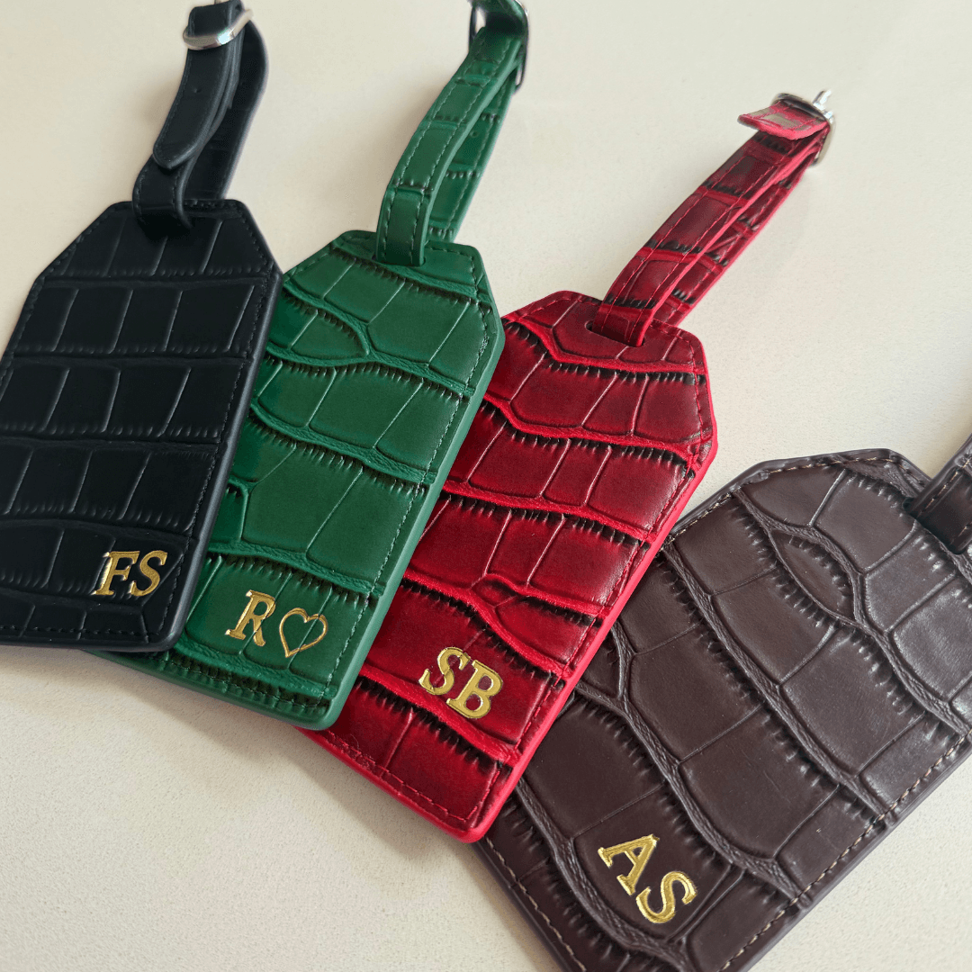 Croc Leather Luggage Tag & Passport Holder | Travel Essentials