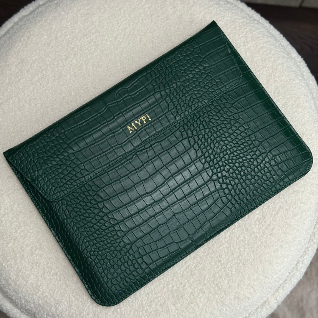 Personalised Leather Laptop Sleeve with Stand