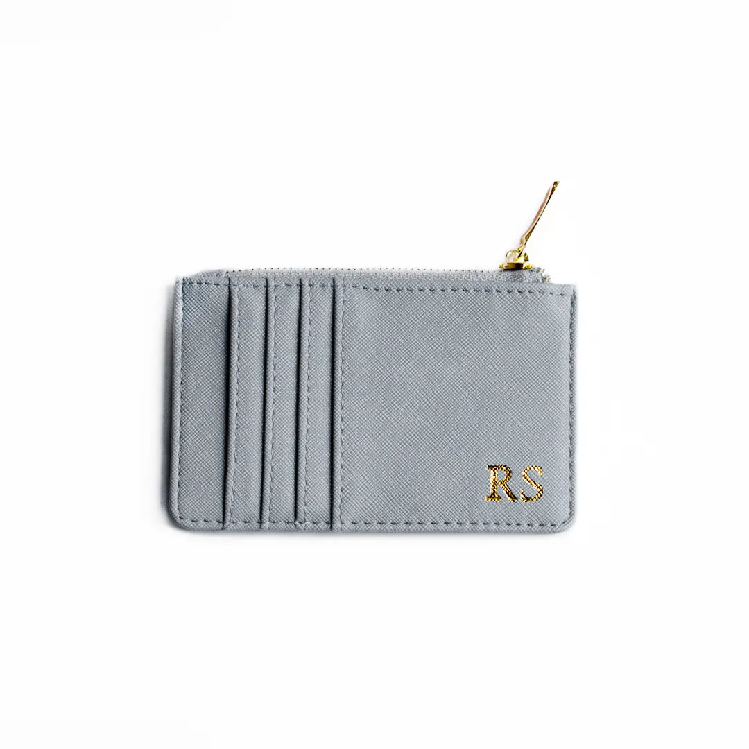 Personalised Saffiano Leather Card Holder Zip Wallet