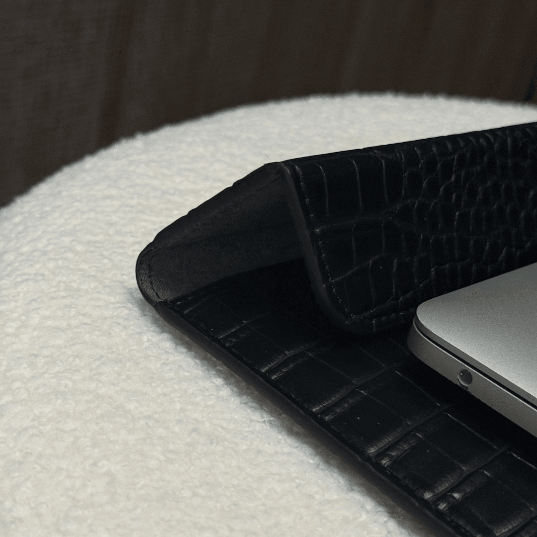 Personalised Leather Laptop Sleeve with Stand