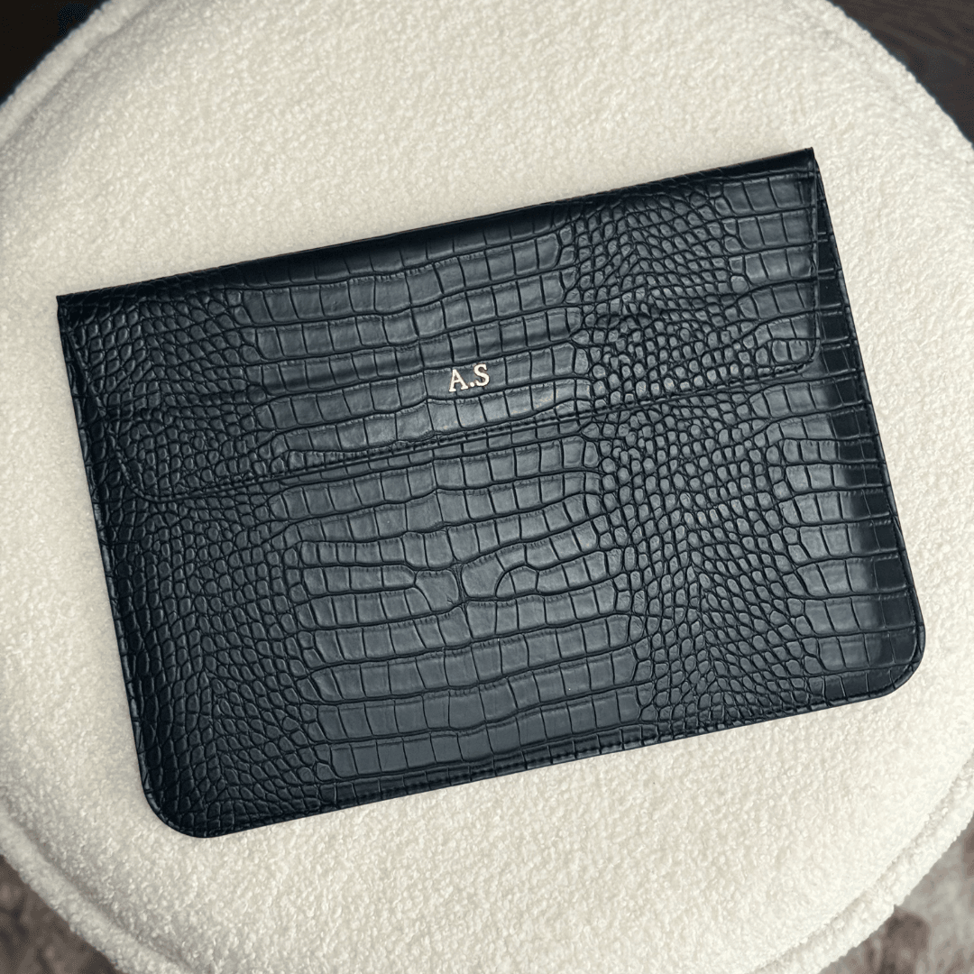 Personalised Leather Laptop Sleeve with Stand