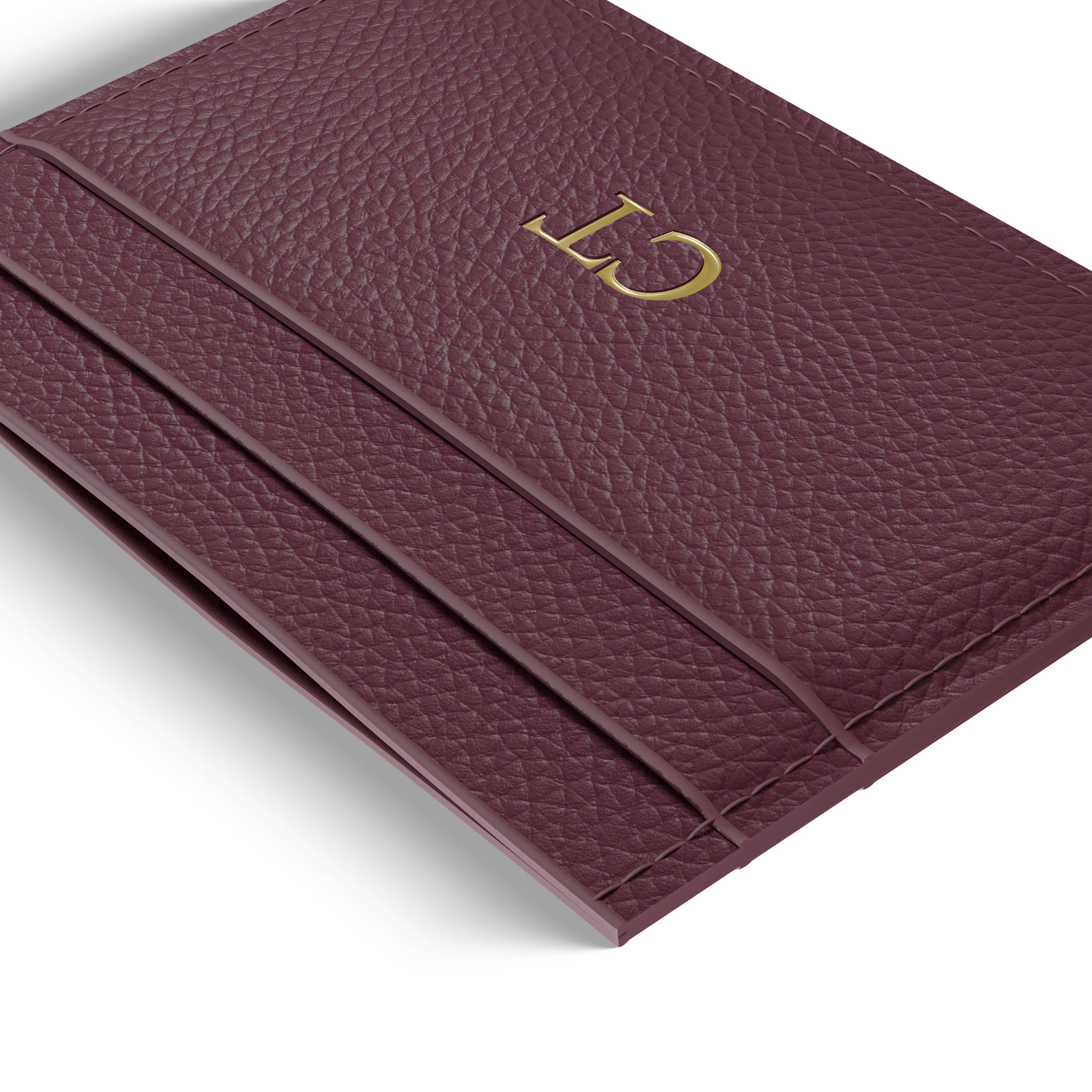 Burgundy Genuine Pebble Leather Gift Set | Phone Case & Card Holder