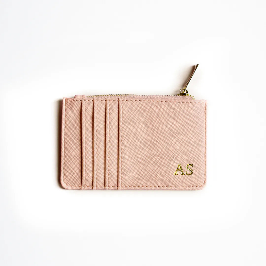 Personalised Saffiano Leather Card Holder Zip Wallet