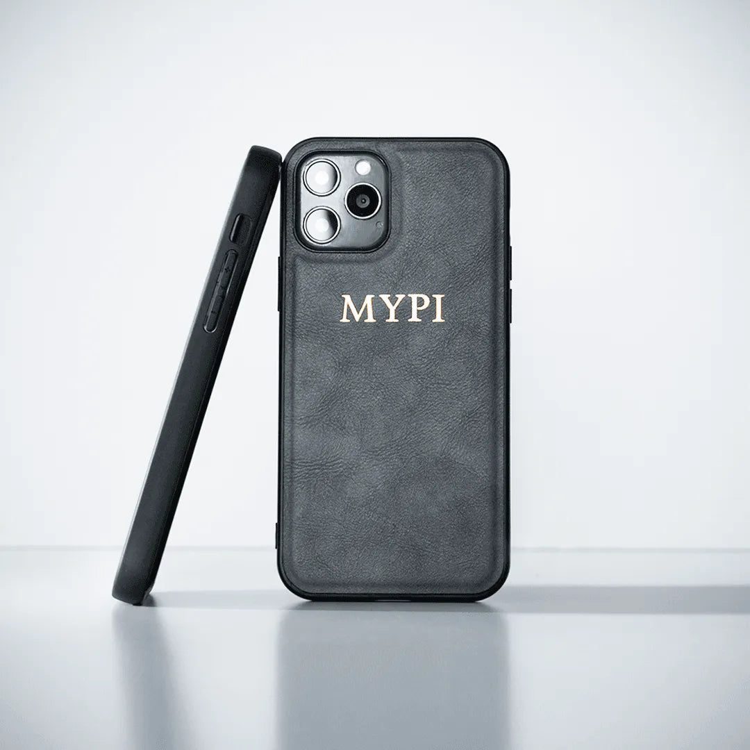 Smooth Leather Phone Case | Black & Grey