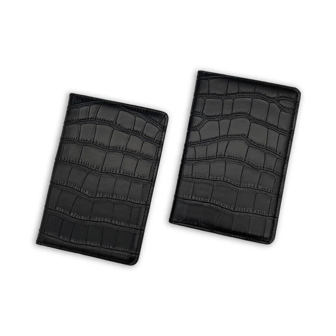 Black Croc Leather Passport Holder