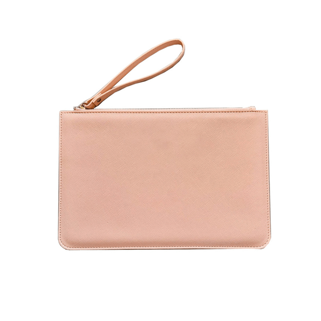 Initial Leather Clutch Bag | Bridesmaid Wedding Gift | Pink, White, Grey & Black